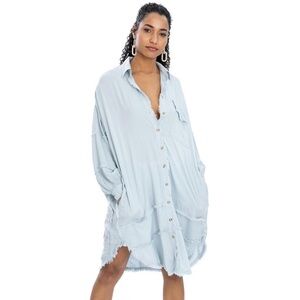 Before You Button Down Long Sleeve Shirt Dress Size M/L